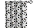 Abakuhaus Tende Da Calcio, Tende, Mascotte Di Calcio Caricaturale Con Espressione Felice E Divertente - Gioco Sportivo, 2 Pezzi 75 X 225 Cm, Nero Bianco Giallo