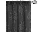 Abakuhaus Tende Grigio Scuro, Tendaggi, Motivo Damascato Antico Con Classico Motivo Floreale Retrò Art-3D, 2 Pezzi 75 X 245 Cm, Grigio Antracite