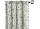 Abakuhaus Tende A Foglie, Tende, Vigneto Floreale - Decorativo Fiorito Natura Illustrazione Retrò Volute Antico, 2 Pezzi 75 X 175 Cm, Crema Verde Chiaro