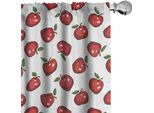 Abakuhaus Tende A Tema Mela, Tende, Disegno A Mano Caricatura Mela Biologica Succosa Deliziosa Frutta Sana, 2 Pezzi 75 X 175 Cm, Corallo Scuro Verde Bianco