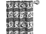Abakuhaus Africano Tende, Tendaggi, Figure Orientali Danzanti Elementi Decorativi Ornamentali Design Tribale Folcloristico Vintage, 2 Pezzi 75 X 245 Cm, Bianco Nero