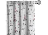 Abakuhaus Tende Leuchtturm, Tende, Motivo Taccuino Con Elementi Nautici Gabbiani E Ancore Scarabocchiate, 2 Pezzi 75 X 245 Cm, Rosa Lilla Nero