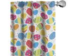 Abakuhaus Tende Pasquali, Tende, Disegno Cartoon Di Pulcini E Uova Colorate Con Piccoli Fiori Di Margherita E Zigzag, 2 Pezzi 75 X 245 Cm, Multicolore