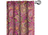 Abakuhaus Tende Hippie, Tende, Asian Bohemian Middle Eastern Flourish Violetta Fioritura Loto Spirituale Persiano Folk, 2 Pezzi 75 X 225 Cm, Rosa Arancione Verde Mela