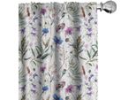 Abakuhaus Tende Con Motivo A Cardi, Tende, Stile Acquerello Disegnato A Mano, Motivo Floreale Estivo Con Fiordalisi E Cardi, 2 Pezzi 75 X 225 Cm, Multicolore