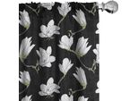 Abakuhaus Tende Magnolia, Tende, Paesaggio Disegnato A Mano, Natura Fiorita Su Sfondo Scuro, 2 Pezzi 75 X 245 Cm, Verde Bianco E Nero