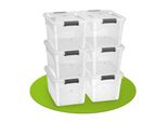 Juskys Aufbewahrungsbox Mit Deckel - 6Er Set Kunststoff Boxen 60L - Box Stapelbar, Transparent
