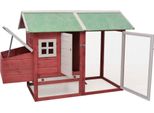 Vidaxl Gabbia Per Polli Rossa 170X81X110 Cm In Legno Massiccio Di Pino E Abete