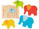 Goki 57450 Puzzle A Strati Elefante 17,5 X13,5 X 1,7 Cm, Legno, 5 Strati, 5 Pezzi, Colorato