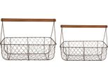 Clayre & Eef Cestino Portaoggetti Set Di 2 36X17X12/27 Cm Metallo Marrone