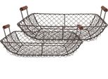 Set Di 2 Cestini Portaoggetti Clayre & Eef 40X34X14 / 36X30X13 Cm In Metallo Marrone