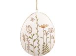 Ciondolo Uovo Di Pasqua Clayre & Eef 8 Cm In Metallo Beige