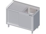 Lavello Con Ante Scorrevoli 1300X600X850 Mm, Con Un Lavello A Destra, Con Supporto, Saldato