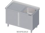 Mobile Lavello Con Ante A Battente 1200X600X850 Mm, Con Un Lavello A Sinistra, Con Supporto, Saldato