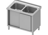 Mobile Sottolavello Con Ante Scorrevoli 1000X600X850 Mm, Con Due Vasche Con Alzatina, Saldato