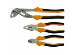 Ironside 121-016 Set Di Pinze 3 Pezzi Manico Lucido 2Comp, Nero/Giallo/Grigio Argento (1 Set)