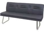 Panca HWC-H70, Panca Per Sala Da Pranzo Panca Imbottita, Schienale In Tessuto/Tessuto Acciaio Inox Spazzolato ~ Grigio 180Cm