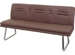 Panca HWC-H70, Panca Per Sala Da Pranzo Panca Imbottita, Schienale In Tessuto/Tessuto Acciaio Inox Spazzolato ~ Marrone 180Cm