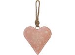 Ciondolo Cuore Clayre & Eef 10X3X10 Cm Fiore Di Ferro Rosa