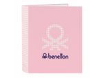 Raccoglitore Ad Anelli Benetton Vichy Pink A4 (27 X 33 X 6 Cm)