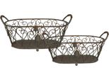Cesto Portaoggetti Clayre & Eef Set Di 2 60X30X26 / 49X23X22 Cm Ferro Verde Marrone