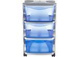 Bama Insieme Ladesysteem Met Wieltjes 3 Laden 36X40X62 Cm Zilver/Blauw/Transparant