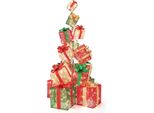 Costway Scatole Regalo A Led Alte 170 Cm, 15 Scatole Impilate Per Decorazioni Natalizie Con 450 Luci Bianche Calde, Base In Metallo, Scatola Natalizia Illuminata, Decorazione Natalizia Per Esterni E Interni