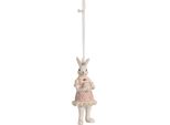 Clayre & Eef Ciondolo Coniglio 10 Cm Bianco Rosa Poliresina
