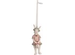 Clayre & Eef Ciondolo Coniglio 10 Cm Bianco Rosa Poliresina