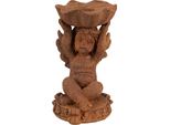 Portacandela Clayre & Eef 7X7X12 Cm Angelo In Poliresina Marrone