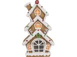 Clayre & Eef Casa Di Pan Di Zenzero Con Led 24X11X41 Cm Plastica Marrone