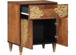 Vidaxl Comodino Marrone Miele 50 X 33 X 60 Cm In Legno Massiccio Di Mango