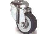 Ruota Girevole Ø 75 Mm Portata 75 Kg Con Foro Posteriore Cuscinetti A Strisciamento Gomma Grigia