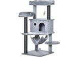 Albero Per Gatti, Quattro Livelli, Amaca Inclusa, Grigio, 48X48X107 Cm