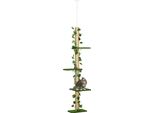 Albero Per Gatti, Altezza Regolabile, Quattro Livelli, Materiali Resistenti, Verde, 37X21X242 Cm
