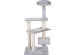 Albero Per Gatti, Quattro Livelli, Superficie Tiragraffi, Materiale In Legno, Beige E Grigio