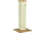 Graffiatoio Per Gatti, Materiale In Truciolato, Superficie In Sisal, Pallina Appesa, Rovere E Crema, 38X38X80 Cm