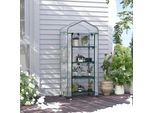 Serra, 4 Ripiani, Copertura In Pvc Trasparente, Mobile Con Ruote, Bianco