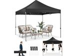 Padiglione Pop-Up, Tessuto Impermeabile, Regolabile In Altezza, Nero, 3X3M