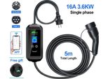 Caricabatterie Portatile Per Veicoli Elettrici, Corrente Regolabile, Alta Compatibilità, F2-T2-3,6KW-APP-5M, TYPE2