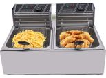Friggitrice Elettrica, Potenza 3200W, Capacità 127QT, Intervallo Di Temperatura 140°F-392°F, Struttura In Acciaio Inox, Doppio Cestello Per Friggere