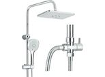 Set Di Rubinetteria Per Doccia, Soffione A Pioggia, Altezza Regolabile, 2 Vie, Cromo