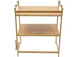 Portatutto - Supporto Per Microonde - Bambù - 2 Livelli - 4 Ganci - 55×35×67 Cm - 10-12,5 Kg Per Livello - Altezza Da Terra 36 Cm - Cachi Scuro