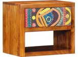 Vidaxl Comodino A Parete Marrone 40 X 35 X 35 Cm Acacia Legno Massiccio