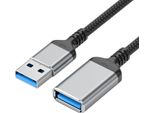 Inf Cavo Di Prolunga Usb 3.0 Maschio-Femmina, 2 Pezzi, Nylon Intrecciato, Grigio 1 M
