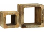 Vidaxl Mobile Tv 2 Pezzi Marrone 36 X 30 X 36 Cm Legno Massiccio Di Mango Grezzo