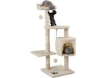 Tiragraffi Lionto Per Gatti Alto 112 Cm, Con Grotta, Corda In Sisal, Palline Di Peluche E Supporto A Parete, Albero Da Arrampicata Compatto, Beige