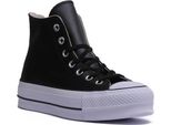 Converse Chuck Taylor All Star Lift Hi Scarpe Da Ginnastica Da Donna Con Piattaforma In Pelle Allacciata Nero Bianco - 3 Uk / Nero Bianco