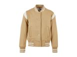 Urban Classics Girls Inset College Sweat Jacket Unionbeige/Whitesand - 110/116