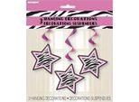 Unique Party - Motivo Zebra - Decorazione Da Appendere 3-Pack - Carta SG28777 (Taglia Unica) (Rosa/Nero/Bianco)